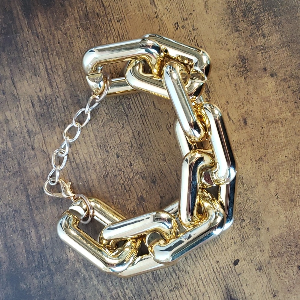 Chunky Funky Gold Chain Link Cuff Bracelet